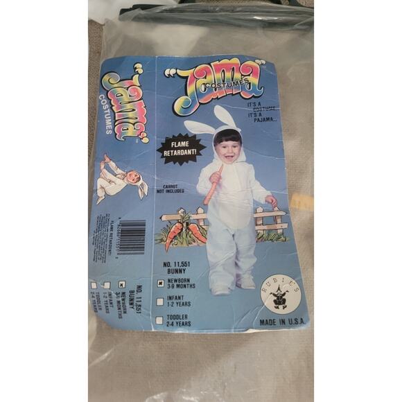 Vintage 1980s Rubie’s “Jama” Bunny Costume Pajama – Newborn 3–9 Months – Made in - Picture 2 of 6